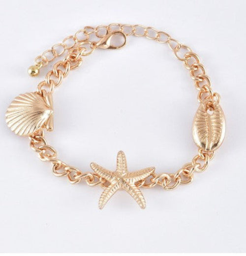 Gold Sea Shell Summer Bangle Bracelet Set zieselo