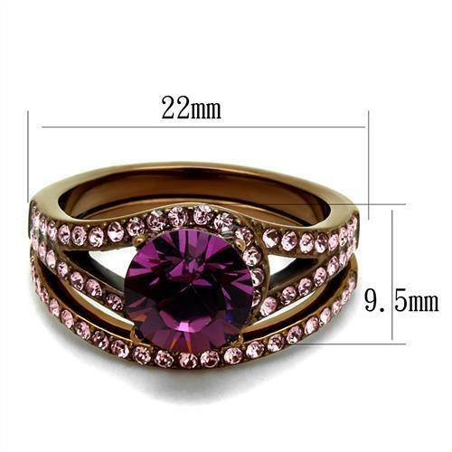 TK2745 - IP Coffee light Stainless Steel Ring with Top Grade Crystal royals
