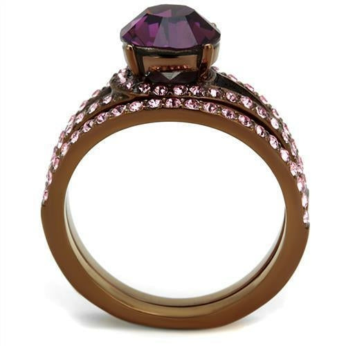 TK2745 - IP Coffee light Stainless Steel Ring with Top Grade Crystal royals