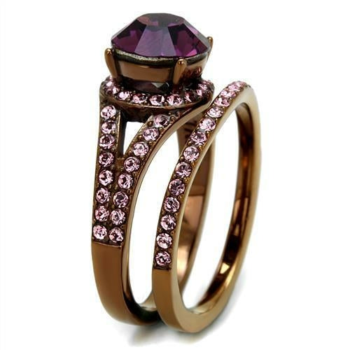 TK2745 - IP Coffee light Stainless Steel Ring with Top Grade Crystal royals