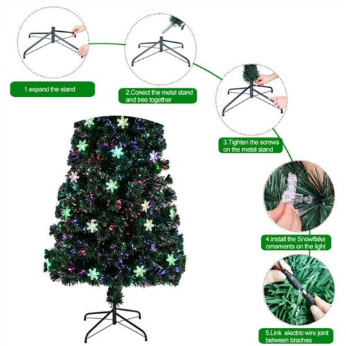 7FT 290 Branches Small Light Fiber Optic Christmas Tree zieselo
