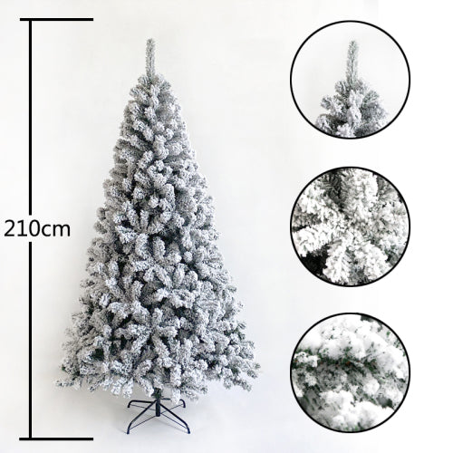 Artificial PVC Flocked Christmas Tree 7FT Snow Hinged Christmas Tree zieselo