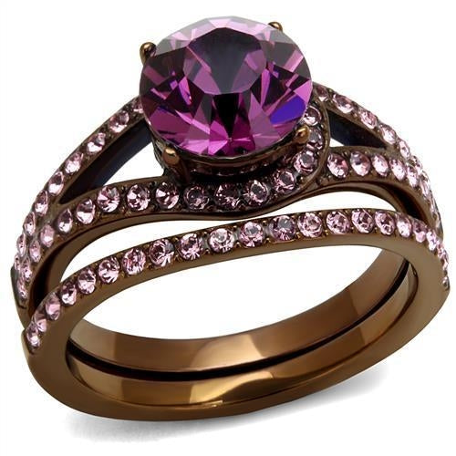 TK2745 - IP Coffee light Stainless Steel Ring with Top Grade Crystal royals